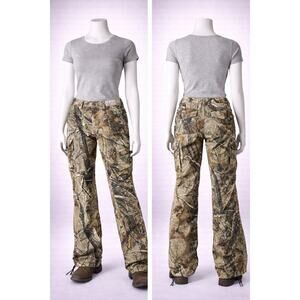 Realtree Camo Cargo Pants Women M 10-12 Pink Lined Hunting Outdoor feminine